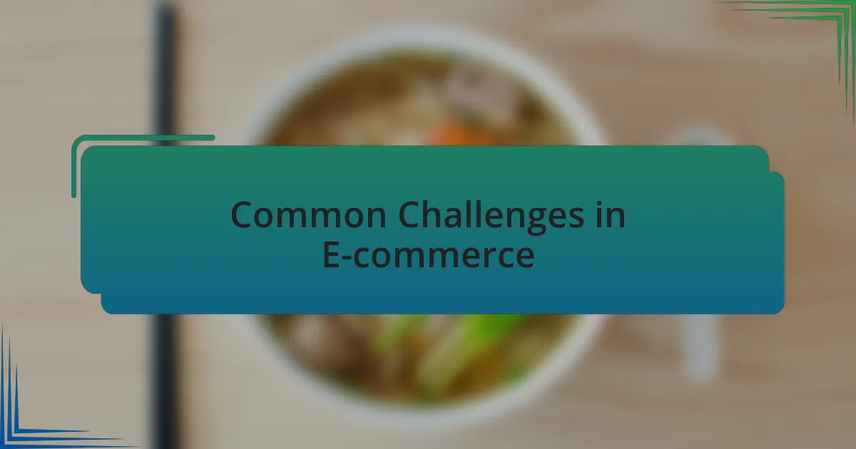 Common Challenges in E-commerce
