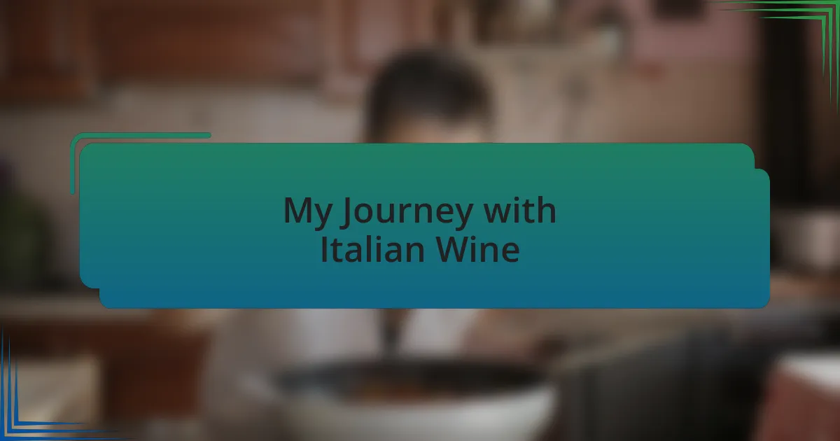 My Journey with Italian Wine