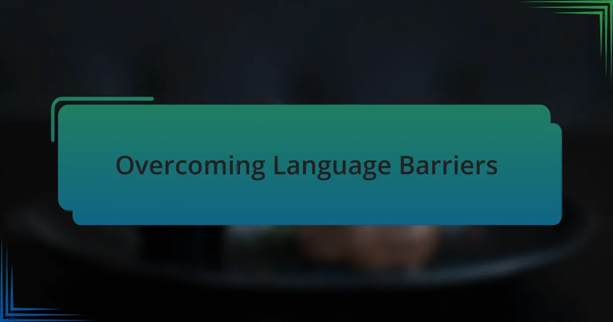 Overcoming Language Barriers